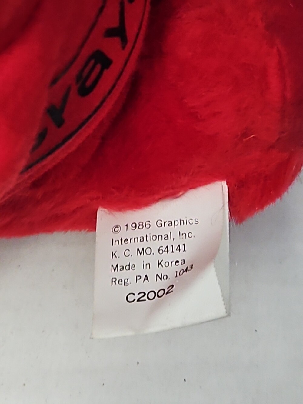 Vintage 1986 Crayola Teddy Bear Plush | Red Crayon Shirt | 7" Stuffed Animal | - Picture 10 of 16